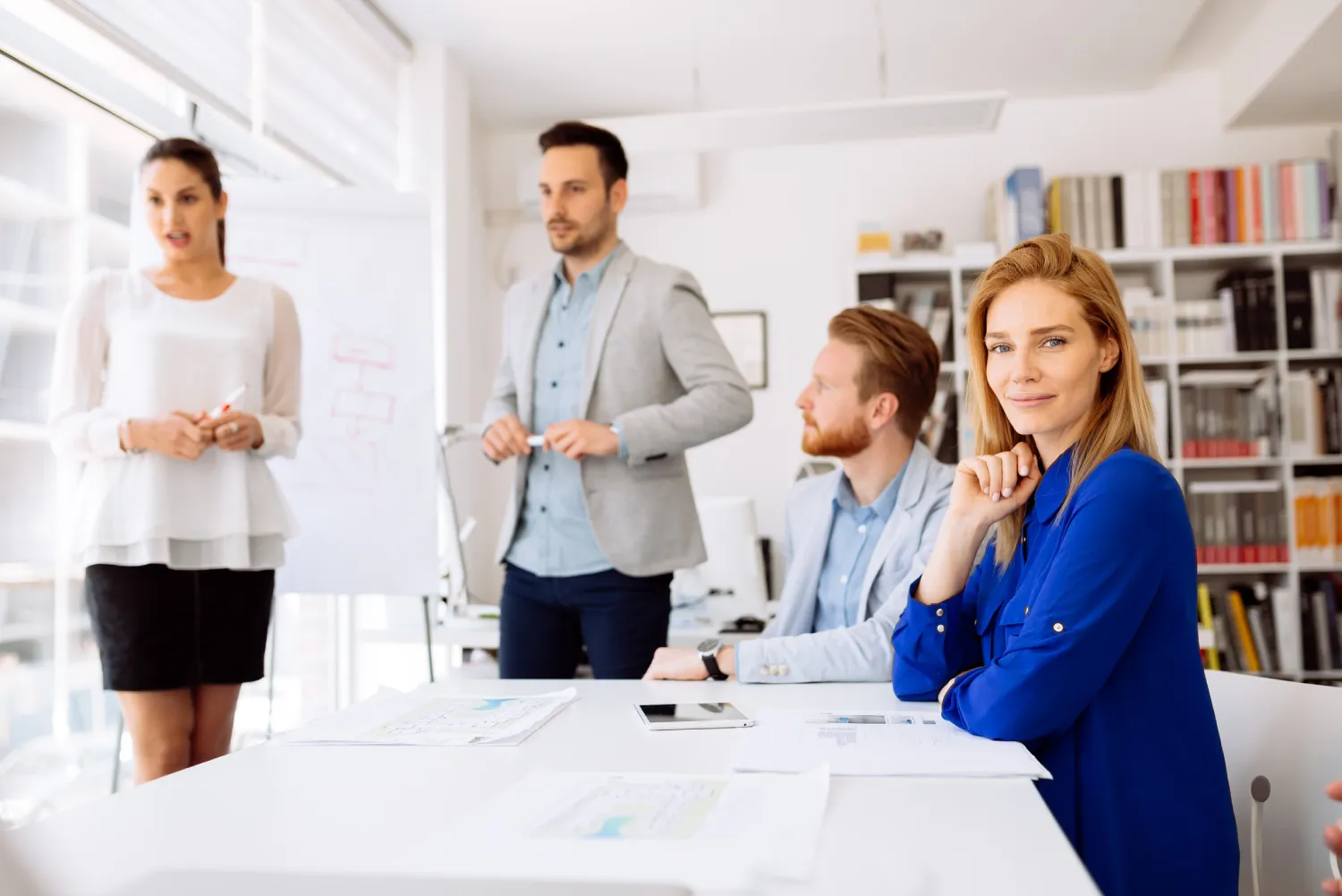 Leadership Development Services Group of business people working as team in office